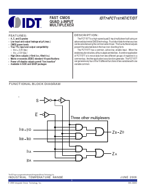 IDT74FCT157CTSOG Datasheet PDF Integrated Device Technology