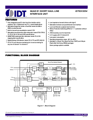 IDT82V2054 Datasheet PDF Integrated Device Technology