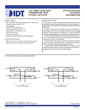 IDT74AUCR16245PFI Datasheet PDF Integrated Device Technology