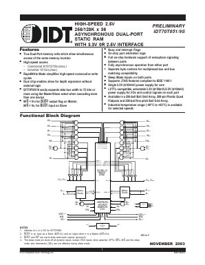 IDT70T659S008DRI Datasheet PDF Integrated Device Technology