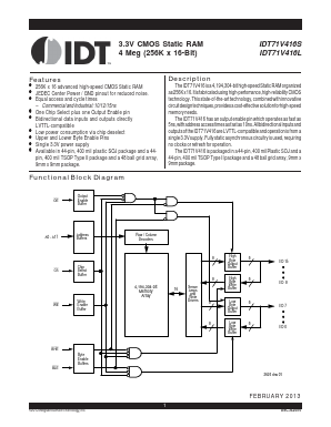 IDT71V416L15YG Datasheet PDF Integrated Device Technology