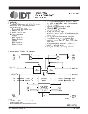 IDT7016S35JB8 Datasheet PDF Integrated Device Technology