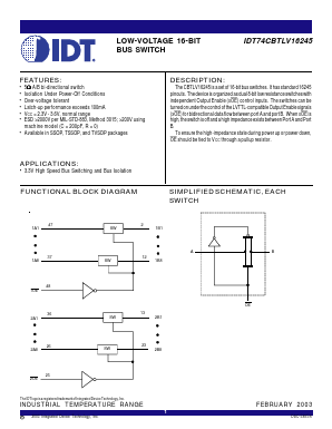 IDT74CBTLV16245PV Datasheet PDF Integrated Device Technology