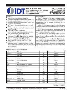 IDT71V3558XS Datasheet PDF Integrated Device Technology