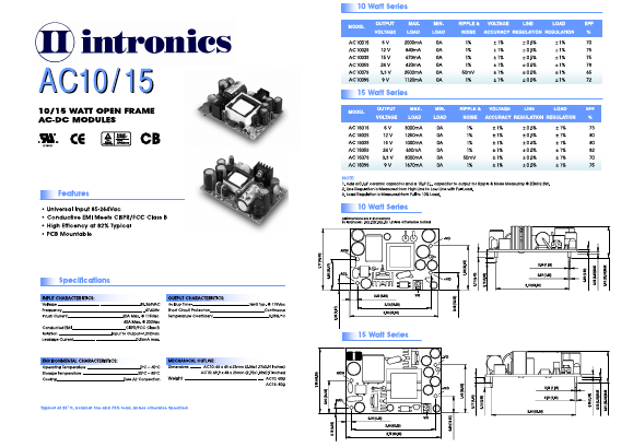 AC1503S Datasheet PDF Intronics Power, Inc.