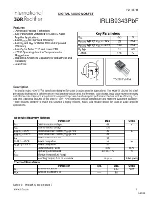 IRLIB9343PBF Datasheet PDF International Rectifier