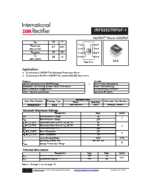 IRF8252PBF-1 Datasheet PDF International Rectifier