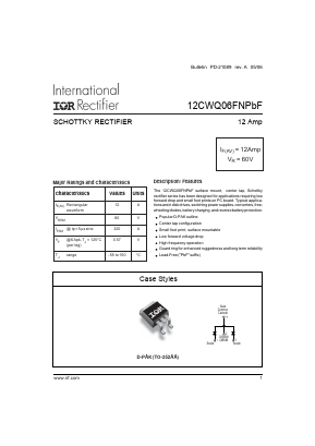12CWQ06FNTRLPBF Datasheet PDF International Rectifier