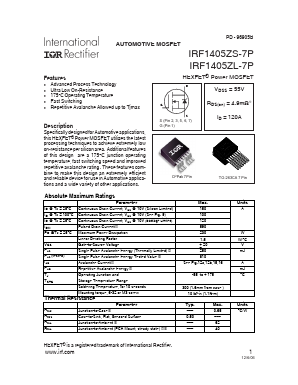IRF1405ZS-7P Datasheet PDF International Rectifier