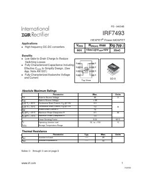 IRF7493 Datasheet PDF International Rectifier