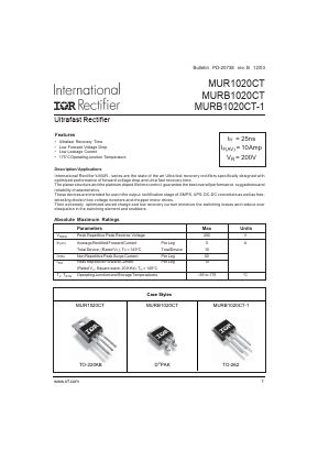 MUR1020CT Datasheet PDF International Rectifier
