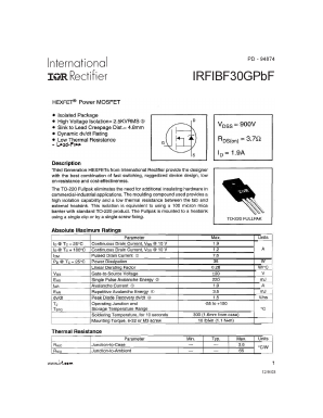 IRFIBF30G Datasheet PDF International Rectifier
