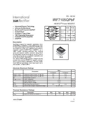 IRF7105QPBF Datasheet PDF International Rectifier