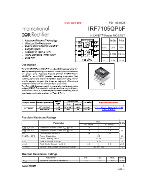 IRF7105QPBF Datasheet PDF International Rectifier
