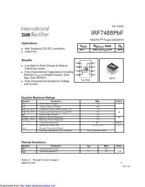IRF7488PBF Datasheet PDF International Rectifier