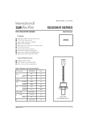 SD203R08S15PSV Datasheet PDF International Rectifier