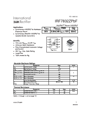 IRF7832ZPBF Datasheet PDF International Rectifier