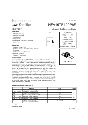 HFA16TB120PBF Datasheet PDF International Rectifier