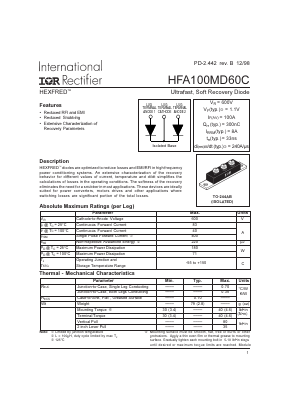 HFA100MD60C Datasheet PDF International Rectifier