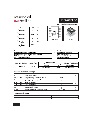 IRF7420PBF-1 Datasheet PDF International Rectifier