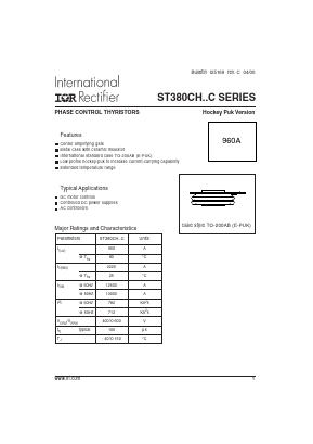 ST380CH04C3 Datasheet PDF International Rectifier
