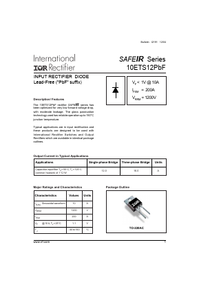 10ETS12PBF Datasheet PDF International Rectifier