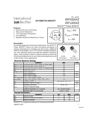 IRFU3504Z Datasheet PDF International Rectifier