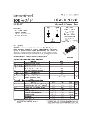 HFA210NJ60D Datasheet PDF International Rectifier