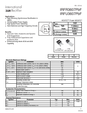 IRFU3607PBF Datasheet PDF International Rectifier