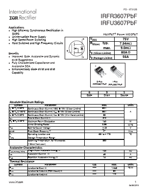IRFU3607PBF Datasheet PDF International Rectifier