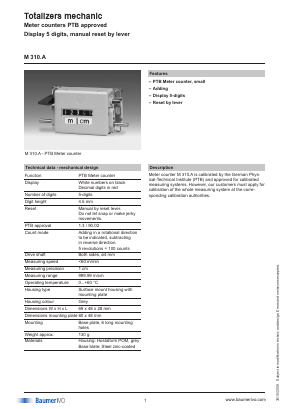 MR291.04D Datasheet PDF Baumer IVO GmbH 