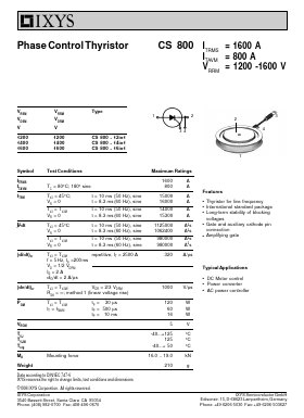 CS800-12IO1 Datasheet PDF IXYS CORPORATION