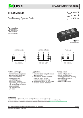 MEA250-12DA Datasheet PDF IXYS CORPORATION