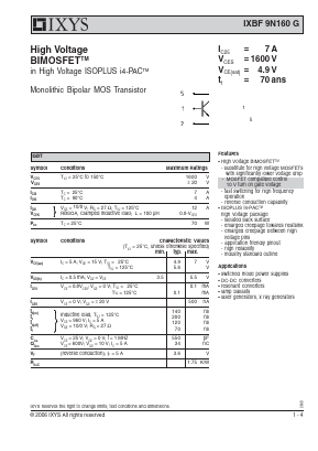 IXBF9N160G Datasheet PDF IXYS CORPORATION
