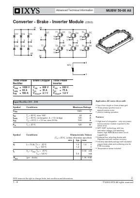 MUBW50-06A8 Datasheet PDF IXYS CORPORATION