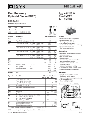 DSEI2X161-02P Datasheet PDF IXYS CORPORATION