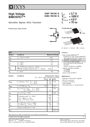 IXBP5N160G Datasheet PDF IXYS CORPORATION