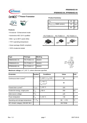 3N0404 Datasheet PDF Infineon Technologies