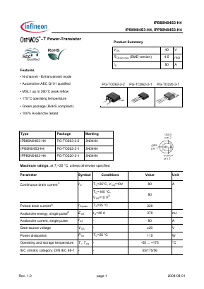 3N04H4 Datasheet PDF Infineon Technologies