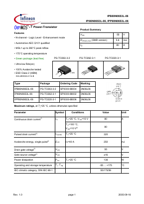 3N06L06 Datasheet PDF Infineon Technologies