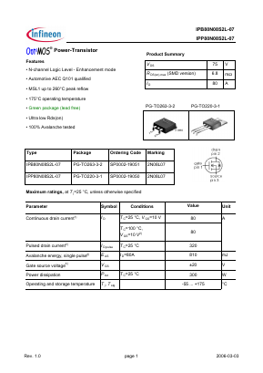 2N08L07 Datasheet PDF Infineon Technologies