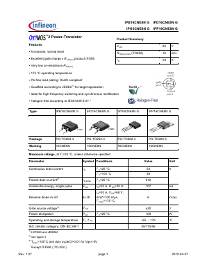 IPB16CNE8NG Datasheet PDF Infineon Technologies