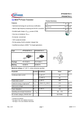 052NE7N Datasheet PDF Infineon Technologies