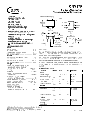 CNY17F Datasheet PDF Infineon Technologies