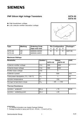 SXTA93 Datasheet PDF Infineon Technologies