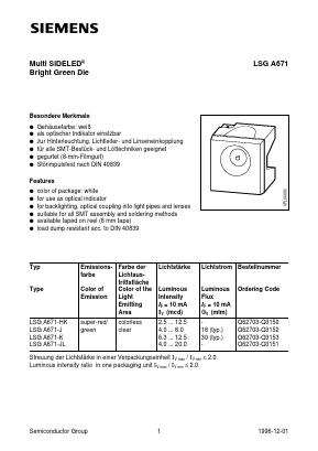 LSGA671-HK Datasheet PDF Infineon Technologies