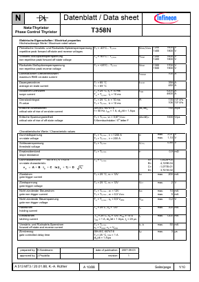 T358N Datasheet PDF Infineon Technologies