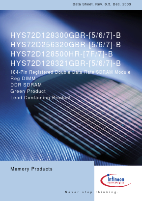 HYS72D128300GBR-5-B Datasheet PDF Infineon Technologies