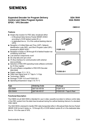SDA5649 Datasheet PDF Infineon Technologies