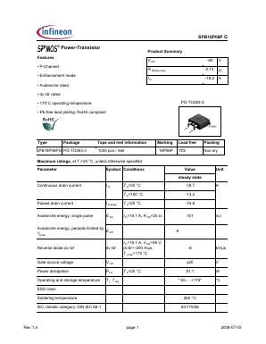 SPB18P06PG Datasheet PDF Infineon Technologies